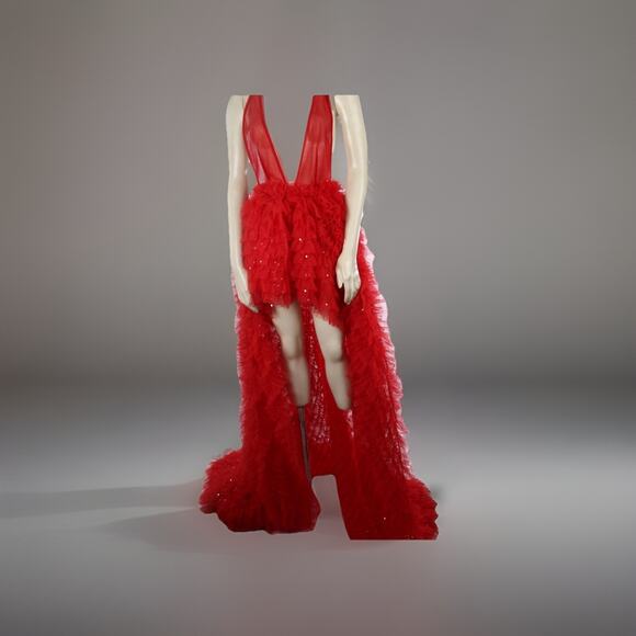 BRONX & BANCO Red Lace Maxi Dress Sleeveless Gown Size 2 Formal Evening - Picture 4 of 16